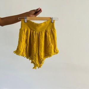 Forever21 Fringe yellow shorts.